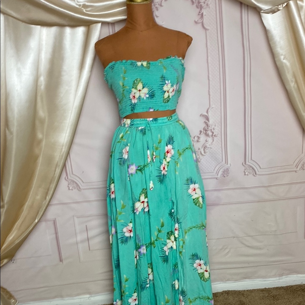 Floral Teal Skirt